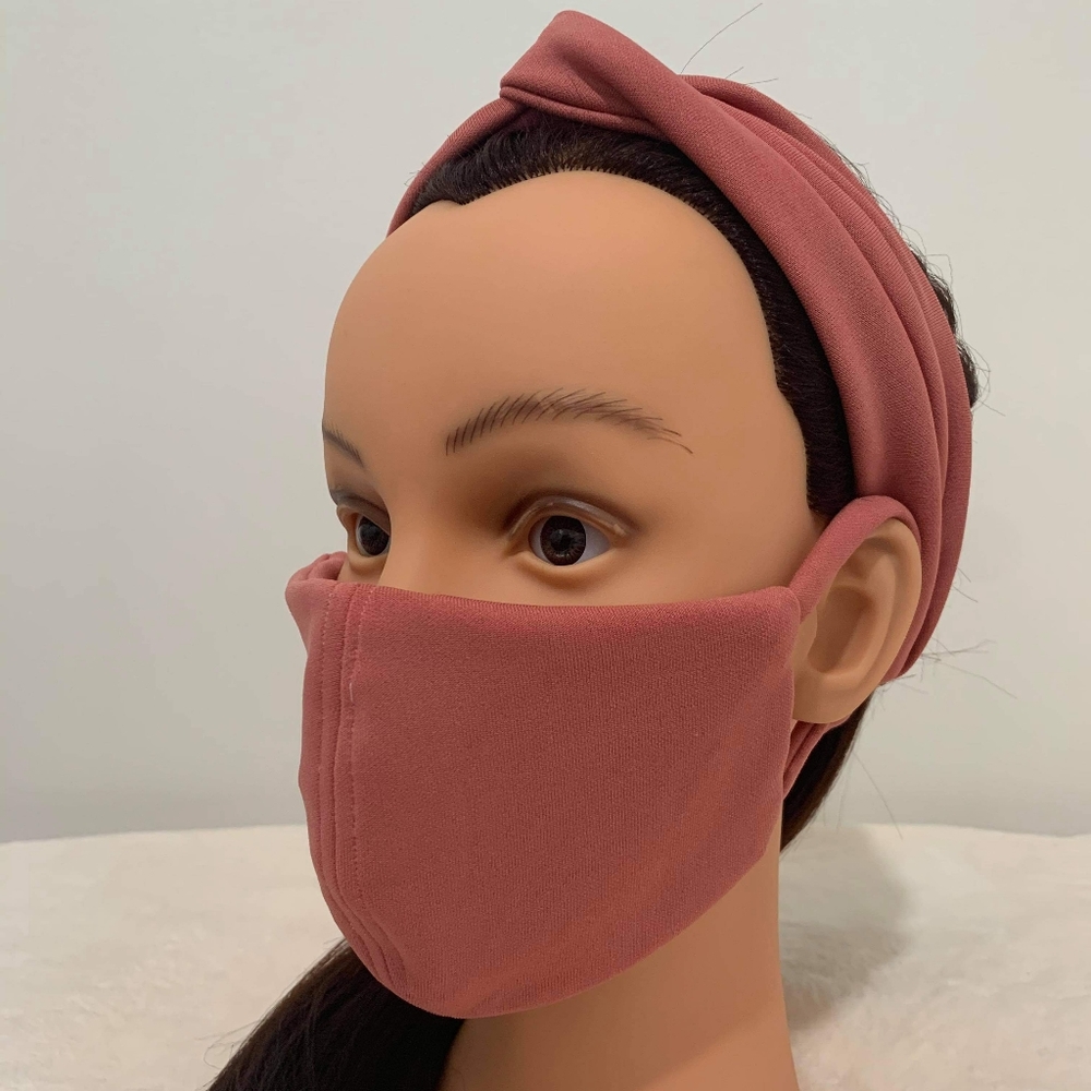Boho Top Knot Headband and Facemask Set